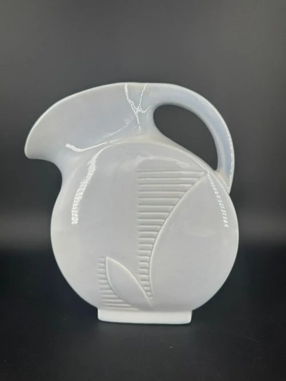Vintage Red Wing Pottery Tilt Art Pottery Blue Leaf Pitcher Jug MCM 9.5